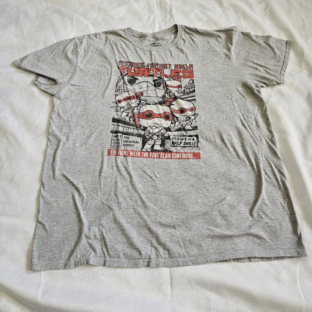 TMNT FUNKO POP! TEES Teenage Mutant Ninja Turtles Gray T-Shirt Size 2X-Large